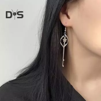 1 пара женских висячих сережек с длинной кисточкой, преувеличенный полый цветок, легкие нескользящие серьги, женские выпускные, коктейльные, вечеринки, свидания, висячие серебряный