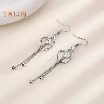 1 пара женских висячих сережек с длинной кисточкой, преувеличенный полый цветок, легкие нескользящие серьги, женские выпускные, коктейльные, вечеринки, свидания, висячие серебряный