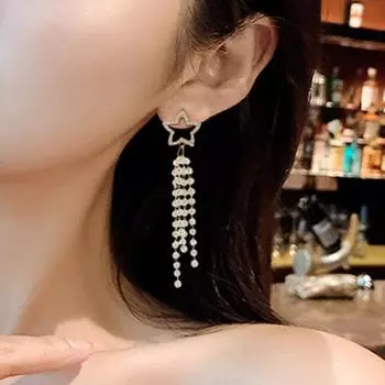 1 пара женских висячих сережек с имитацией жемчуга и стразами, прочный цветок с кисточкой 2