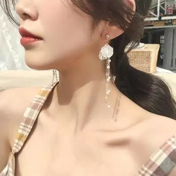 1 пара женских висячих сережек с имитацией жемчуга и стразами, прочные серьги с кисточками и цветком, роскошные серьги-капли 2
