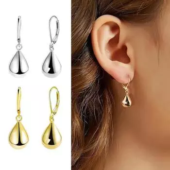 1 пара женских висячих сережек в форме капли воды, полированные серьги для выпускного вечера, праздничный подарок на день рождения, висячие серьги, украшения для ушей золотистый