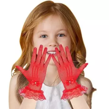 1 пара женских выпускных перчаток, прозрачные кружевные банты, декор из искусственного жемчуга, ажурные сетчатые оборки, тонкие, с полным пальцем, для выступлений, для невесты, свадебные перчатки белый