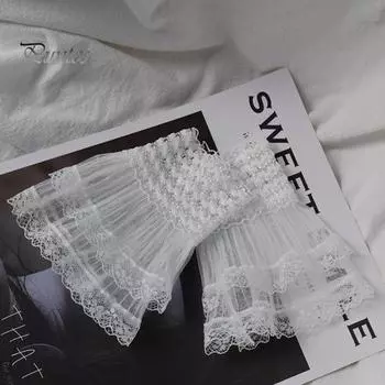 1 пара женских выпускных перчаток, прозрачные кружевные ажурные оборки, тонкие манжеты на запястье, без пальцев, для выступлений, невесты, свадебные варежки чёрный