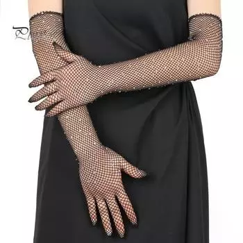 1 пара женских выпускных рукавов, прозрачные ажурные сеточки со стразами, ультратонкие, без пальцев, для выступлений, для невесты, для свадебных фотосессий верблюд