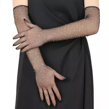 1 пара женских выпускных рукавов, прозрачные ажурные сеточки со стразами, ультратонкие, без пальцев, для выступлений, для невесты, для свадебных фотосессий верблюд