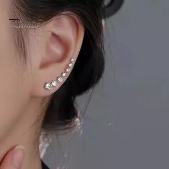1 пара женских выпускных сережек, не прокалываемые серьги-клипсы со стразами, противоскользящие, легкие серьги для невесты на свадьбу, коктейль, банкет серебряный