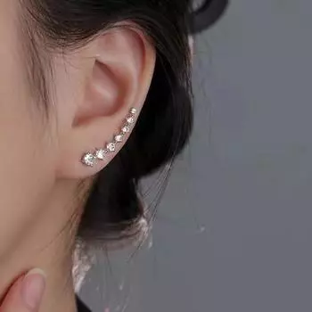 1 пара женских выпускных сережек, не прокалываемые серьги-клипсы со стразами, противоскользящие, легкие серьги для невесты на свадьбу, коктейль, банкет серебряный