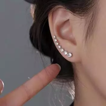 1 пара женских выпускных сережек, не проколотые, с декором из стразов, противоскользящие, легкие