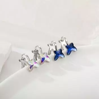 1 пара женских зажимов для ушей, разноцветные непирсинговые серьги-бабочки, легкие серьги из нержавеющей стали, изысканные украшения для ушей, ювелирные изделия, серьги для вечеринок, свиданий и поездок на работу