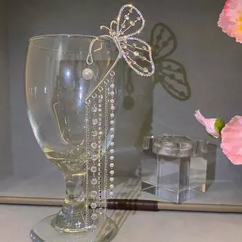 1 пара женских зажимов для ушей в форме бабочки, блестящие стразы, инкрустированные отдельными дугами, женские