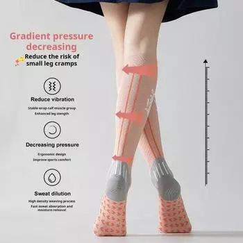 1 пара женских зимних носков длиной до колена с массажной подошвой, с длинной трубкой, с высокой эластичностью, с противоскользящими свойствами, носки для йоги, удобные, теплые, для бега трусцой J