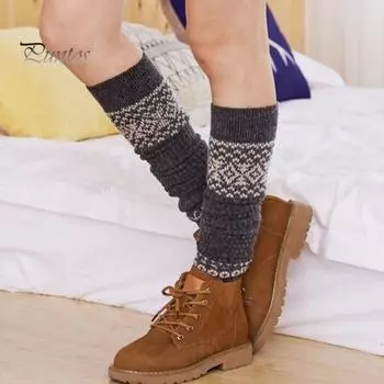 1 пара женских зимних носков для голени из плотного материала с цветными блоками, накидки на ноги выше колена, нескользящие, высокоэластичные, сохраняющие тепло носки светло-серый