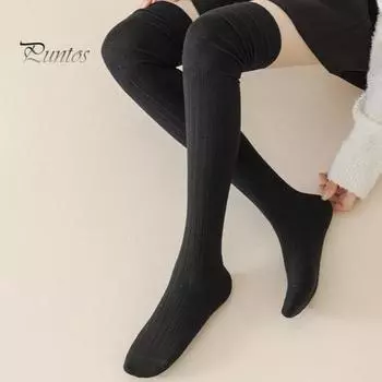 1 пара женских зимних носков, плюшевые носки длиной до бедра, нескользящие, однотонные, теплые, утолщенные, чулки, теплые, с начесом, для разных случаев серый