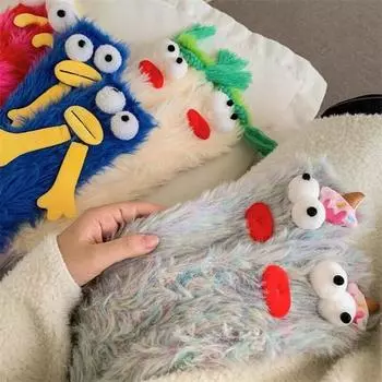 1 пара женских зимних носков с мультяшным декором, толстые плюшевые эластичные противоскользящие уютные нечеткие утолщенные носки-тапочки средней длины, носки для сна оранжевый