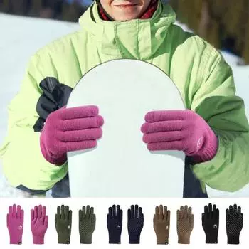 1 пара женских зимних перчаток с отличным трением, противоскользящие, силиконовые, с вышивкой на ладони и декором на ощупь армия зеленый