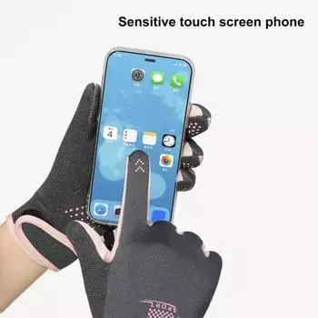 1 пара женских зимних перчаток с сенсорным экраном, нескользящие ветрозащитные утолщенные теплые перчатки с бархатной подкладкой B черный серый