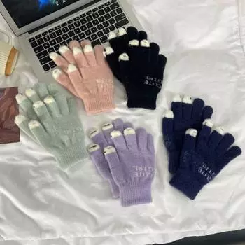 1 пара женских зимних перчаток с жаккардовым принтом и принтом в виде мультяшной панды, с сенсорным экраном, унисекс, противоскользящие, для вождения, гольфа, катания на лыжах и коньках зелёный