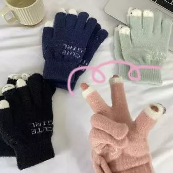 1 пара женских зимних перчаток с жаккардовым принтом и принтом в виде панды, с сенсорным экраном, унисекс, противоскользящие, для холодной погоды, для вождения, гольфа, катания на лыжах, коньках розовый