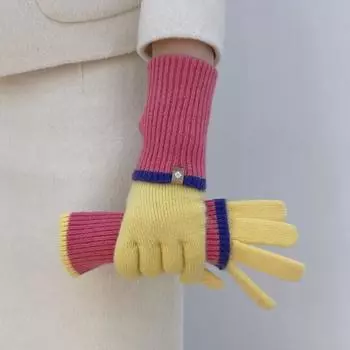 1 пара женских зимних перчаток, утолщенные, цветные, вязаные, с пятью пальцами, для сенсорного экрана, унисекс, противоскользящие, для холодной погоды, для вождения, гольфа, катания на лыжах и коньках