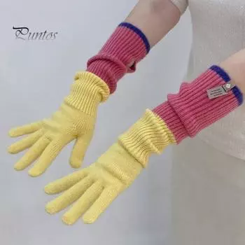 1 пара женских зимних перчаток, утолщенные, цветные, вязаные, с пятью пальцами, для сенсорного экрана, унисекс, противоскользящие, для холодной погоды, для вождения, гольфа, катания на лыжах и коньках темно-синий