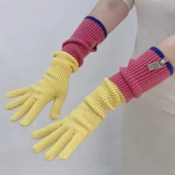 1 пара женских зимних перчаток, утолщенные, цветные, вязаные, с пятью пальцами, для сенсорного экрана, унисекс, противоскользящие, для холодной погоды, для вождения, гольфа, катания на лыжах и коньках