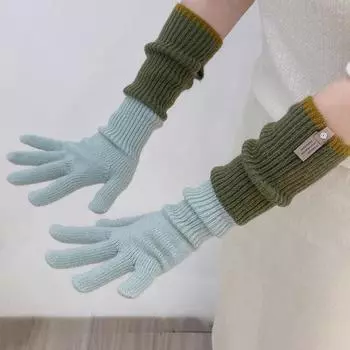 1 пара женских зимних перчаток, утолщенные, цветные, вязаные, с пятью пальцами, для сенсорного экрана, унисекс, противоскользящие, для холодной погоды, для вождения, гольфа, катания на лыжах и коньках