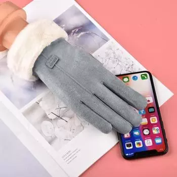 1 пара женских зимних перчаток, ветрозащитные, толстые, плюшевые, теплые, с сенсорным экраном, противоскользящие, мягкие, однотонные, морозостойкие, эластичные, на запястье, велосипедные лыжные перчатки розовый