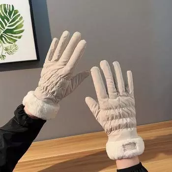 1 пара женских зимних перчаток, ветрозащитные, толстые, теплые, с рисунком медведя из мультфильма, для сенсорного экрана, противоскользящие, мягкие, устойчивые к холоду, эластичные перчатки для езды на велосипеде, катания на лыжах зелёный