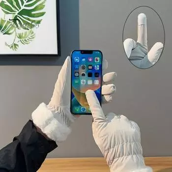 1 пара женских зимних перчаток, ветрозащитные, толстые, теплые, с рисунком медведя из мультфильма, для сенсорного экрана, противоскользящие, мягкие, устойчивые к холоду, эластичные перчатки для езды на велосипеде, катания на лыжах зелёный