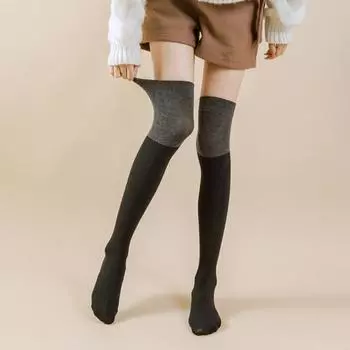 1 пара женских зимних теплых чулок до бедра для девочек, цветные носки выше колена, женские носки до середины икры, шерстяные гетры