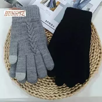 1 пара женских зимних теплых перчаток, однотонные, для защиты от холода, ветрозащитные, утолщенные, перчатки с сенсорным экраном для верховой езды светло-розовый