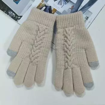 1 пара женских зимних теплых перчаток, однотонные ветрозащитные утепленные перчатки для защиты от холода, перчатки с сенсорным экраном для верховой езды светло-розовый