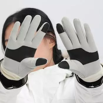 1 пара женских зимних уличных перчаток для верховой езды, теплые перчатки с флисовой подкладкой и сенсорным экраном, ветрозащитные водонепроницаемые перчатки для вождения мотоцикла белый