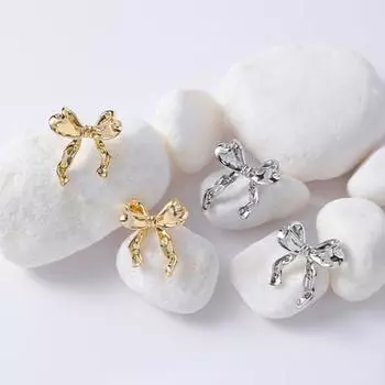 1 пара женских золотых серег-гвоздиков в форме банта, милые серьги-гвоздики для пирсинга с бантом, аксессуары для ушей серебряный