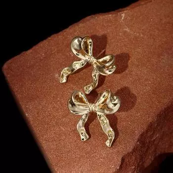 1 пара женских золотых сережек-гвоздиков в форме банта, симпатичные пирсинги золотистый