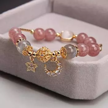 1 пара женский браслет гладкий бусина искусственный агат полированный кулон звезда луна