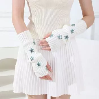 1 пара Женский зимний теплый чехол для рук Y2K для активного отдыха на природе для езды на велосипеде чёрный