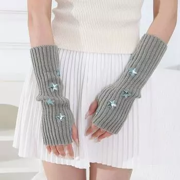 1 пара Женский зимний теплый чехол для рук Y2K для активного отдыха на природе для езды на велосипеде белый