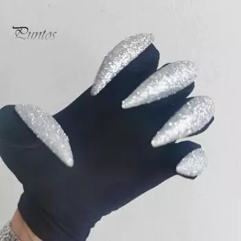 1 пара жутких перчаток ведьмы на Хэллоуин с блестящими ногтями, длинные перчатки с ногтями на Хэллоуин, реквизит для выступлений, аксессуары для костюмов для косплея, праздничное платье чёрный