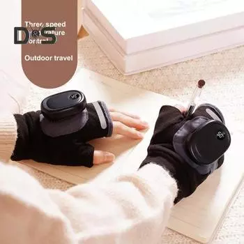 1 пара зимних электрических перчаток с подогревом, ЖК-дисплей, 3 температуры, регулируемые, USB, перезаряжаемые, термозащитные перчатки для холодной погоды для мужчин и женщин, для велоспорта, электрические перчатки без пальцев чёрный