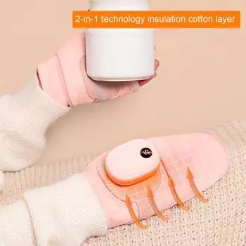 1 пара зимних электрических перчаток с подогревом, ЖК-дисплей, 3 температуры, регулируемые, USB-перезаряжаемые, термоперчатки без пальцев для езды на велосипеде в холодную погоду чёрный