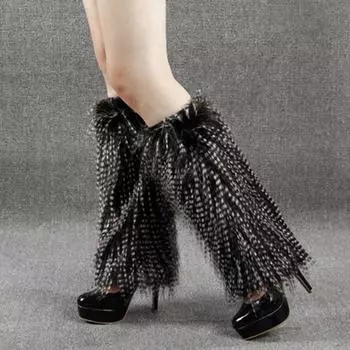 1 пара зимних чехлов для икр, пушистый искусственный мех, противоскользящие, однотонные, JK Style, эластичные, утолщенные, повседневные, спортивные, для прогулок, гетры 15cm белый