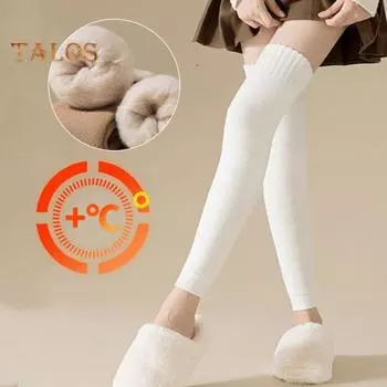 1 пара зимних чехлов для икр, трикотажные эластичные, сохраняющие тепло, нескользящие, утолщенные, гетры, впитывающие пот, носки с начесом для холодной погоды света кофе