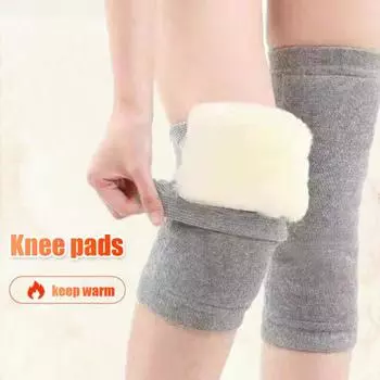 1 пара зимних наколенников, толстые плюшевые вязаные эластичные теплые толстые однотонные противоскользящие морозостойкие наколенники, гибкие унисекс наколенники синий