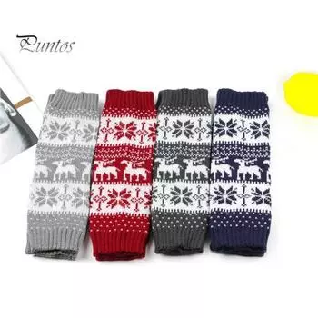1 пара зимних носков для икр, трикотажные, противоскользящие, в рождественском стиле, высокоэластичные, с жаккардовым узором и рисунком лося и снежинок, утолщенные, для повседневной носки, для занятий спортом и прогулок