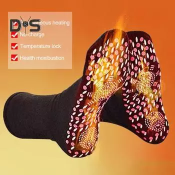 1 пара зимних носков с подогревом, массаж подошвы частицами, способствующий циркуляции крови, самонагревающиеся носки средней длины, высокоэластичные, теплые носки-тапочки красный