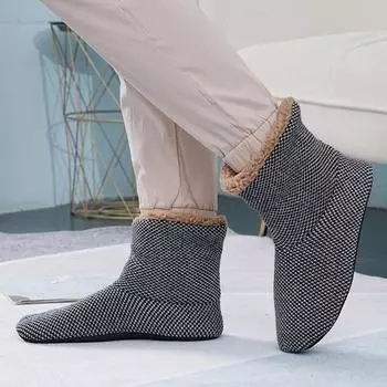 1 пара зимних носков-тапочек, утолщенные, пушистые, плюшевые, сохраняющие тепло, силиконовая подошва, жаккардовые гетры для ног, осенне-зимние носки-тапочки, праздничный подарок