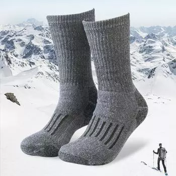 1 пара зимних носков унисекс с высоким голенищем из шерсти для походов и занятий спортом на машине кофейный