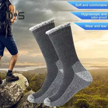 1 пара зимних носков унисекс, шерстяные носки средней длины для походов, спорта, машинной стирки, влагоотводящие, сохраняющие тепло, нескользящие, повседневные чулки армия зеленый