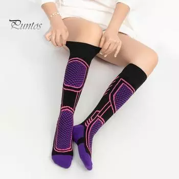 1 пара зимних носков унисекс, высокие влагоотводящие носки для походов, спорта, машинная стирка, сохраняющие тепло, нескользящие, повседневные чулки синий